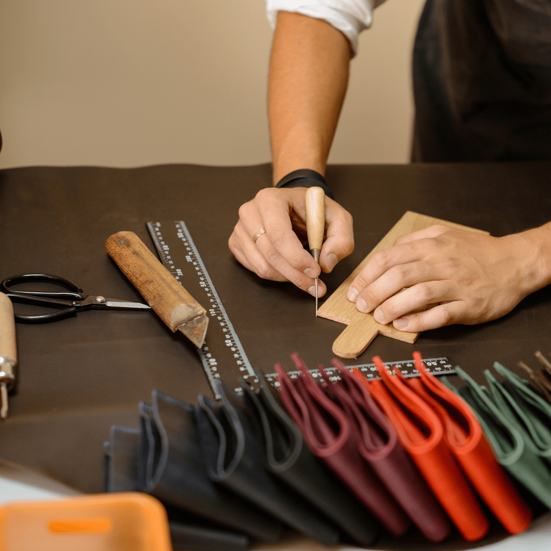 Manufacturing a leather product with hands